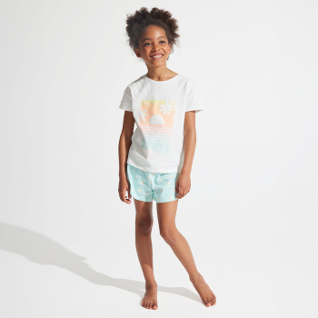 بيجاما شورت منقوشة بيضاء للفتيات